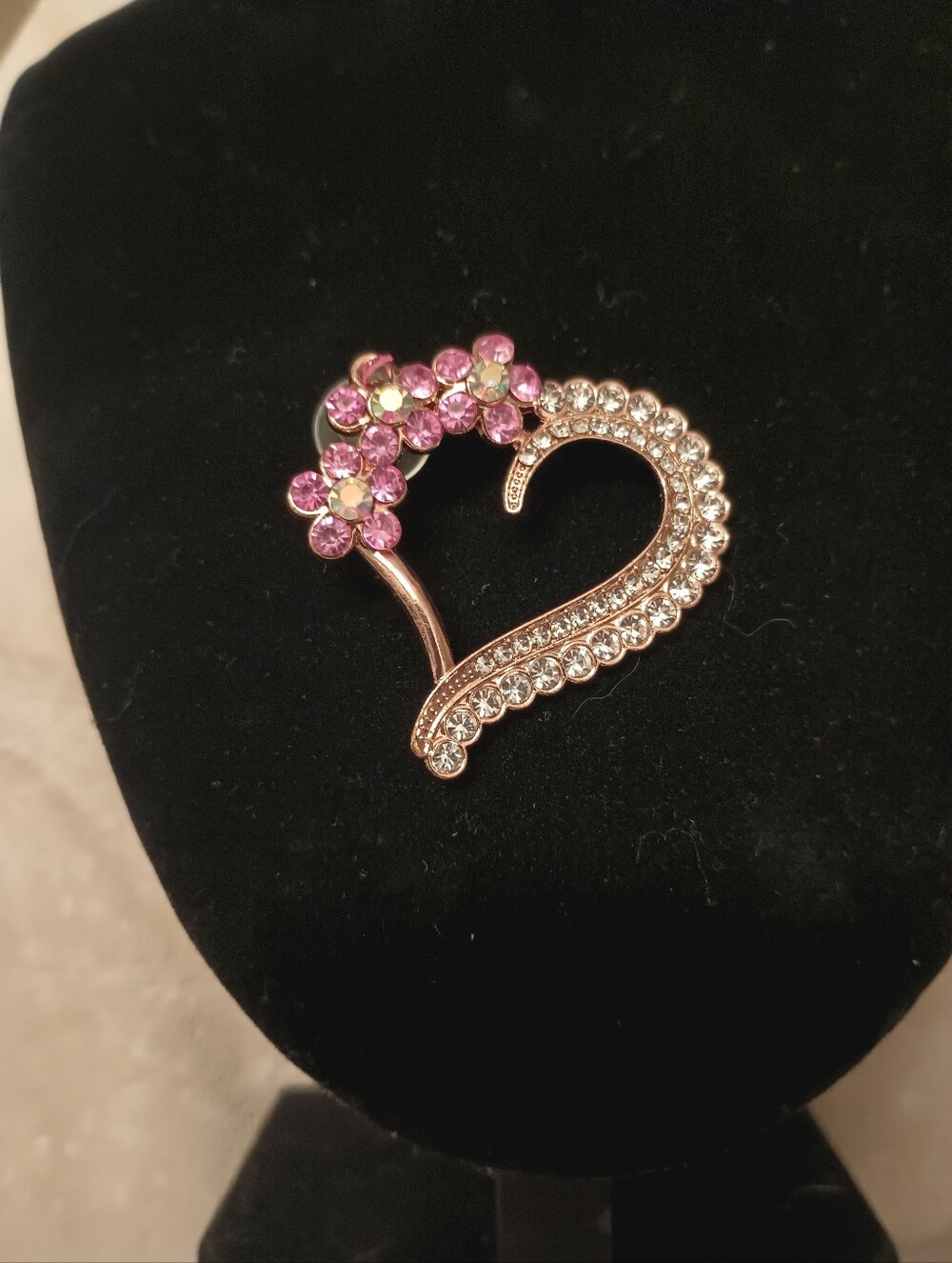 Shoe Charm Pink Rhinestone Heart